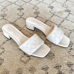 Marc Fisher Casara Slide Heeled Sandal in White, Size 7.5